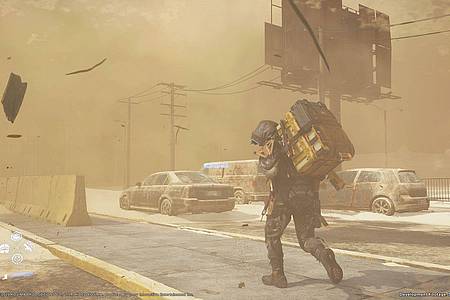 Kojima Productions/Sony Interactive Entertainment/dpa-tmn | Gegen den Sturm: Schwer beladen bahnt sich Postbote Sam seinen Weg durch eine Geisterstadt.