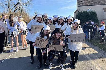 Gruppe mit Schafskostüm beim Karneval in Ovenstädt